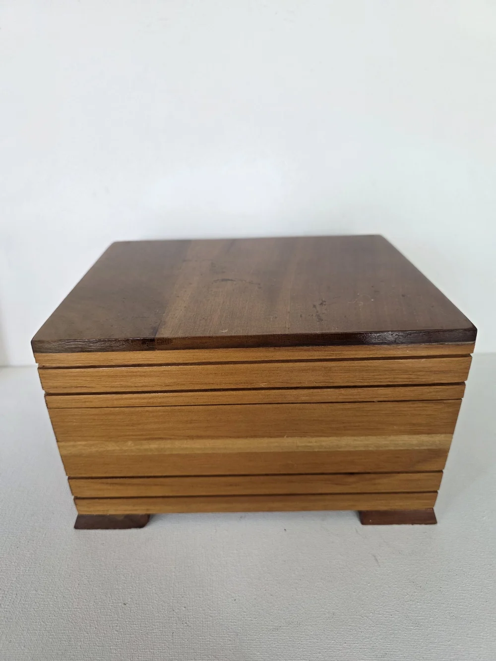 Vintage Wooden Jewelry Box Organizer - Natural Brown
